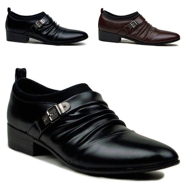 

italian fashion elegant oxford shoes for mens shoes large sizes men formal leather men dress loafers man slip on pointed, Black