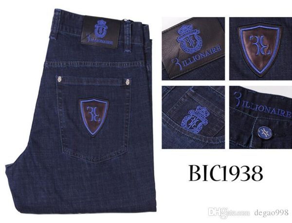 

bi*llionaire ita*lian couture men's jeans 2019 new thin cotton embroidery fashion, Blue