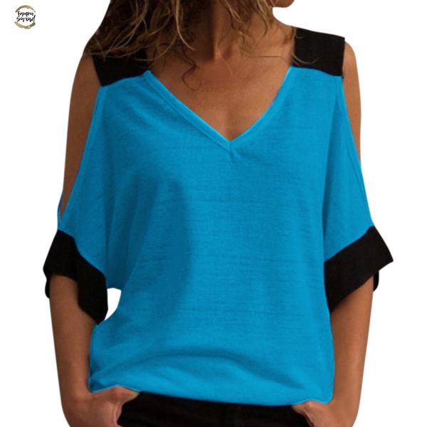 

женская сшивание с плеча v шеи топ футболка мода цветочный blusa mujer camicia донна chemisier femme офис хлопок, White
