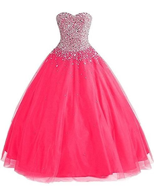 

2018 sweetheart crystal ball gown quinceanera dresses tulle lace up plus size sweet 16 dresses debutante 15 year formal party dress bq127, Blue;red