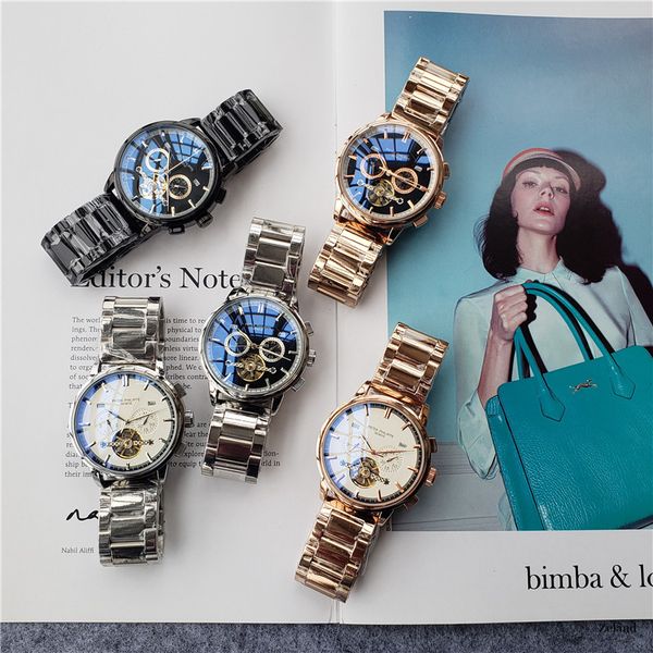 

watch men automatic luxury waterproof watches silver strap blue stainless mens mechanical wristwatch fg, Black;brown