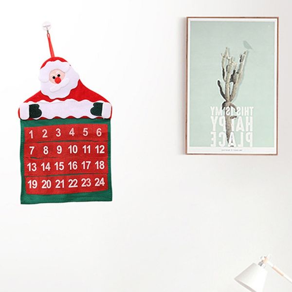 

новый 2pcs рождество адвент календарь обратный отсчет санта-клауса ткани xmas декор карманы подарки новогодние украшения