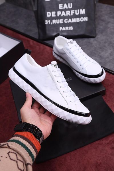 

luxury casual men's shoes fashion trend leather sneakers popular high end wear-resisting brand leather shoes four seasons versatile si, Blue;gray