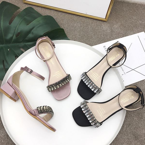

2020 sandals comfort shoes for women buckle strap summer heels open toe suit female beige med women's comfort block ladies, Black