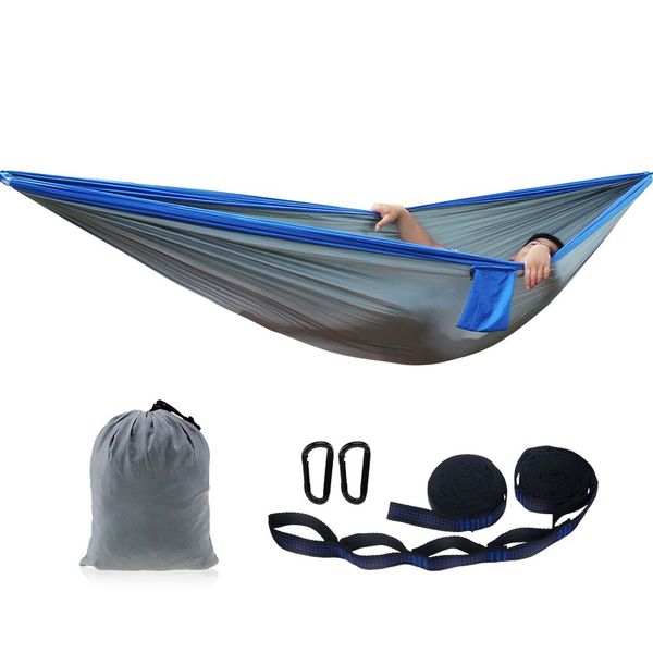 

double 300*200 lightweight outdoor portable parachute oem logo camping park hammock with adjustable hanging strap carabiners