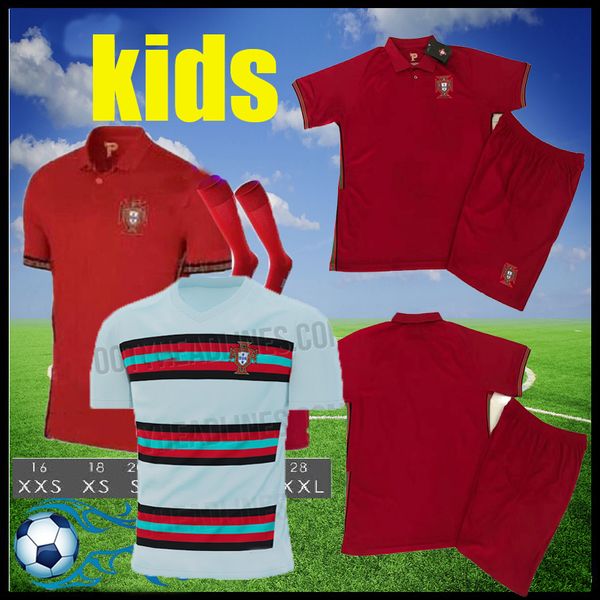 

kids kit 2020 portugal ronaldo home soccer jerseys away joao felix bernardo football shirt joao cancelo andre silva jersey boys sets uniform, Black