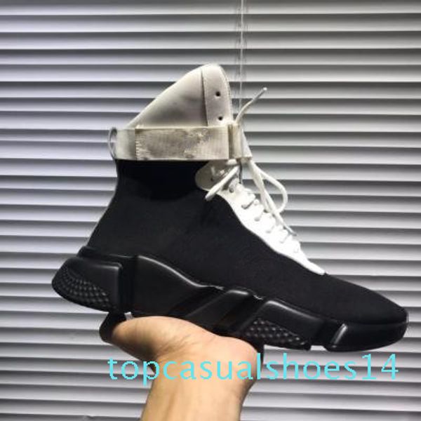 

paris original sock , designed by luxury designer, with velcro strap and high shoes for casual couples t14, Black