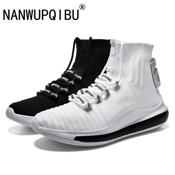 

high slip on sock shoes men breathable anti-ski flat platform sneakers men causal shoes man trainers footwear tenis, Black