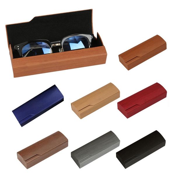 

fashion handmade wood grain pu solid color sunglasses storage box old eyewear origanized protector box, Silver