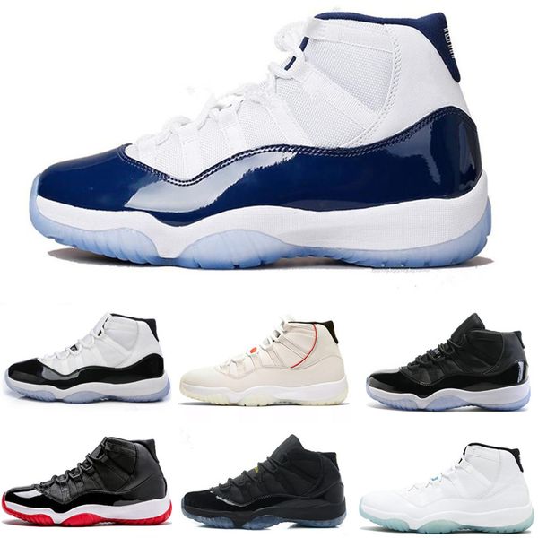 

11s mens basketball shoes 11 concord 45 platinum tint gym red bred midnight navy women men sports shoes sneakers size 7-13