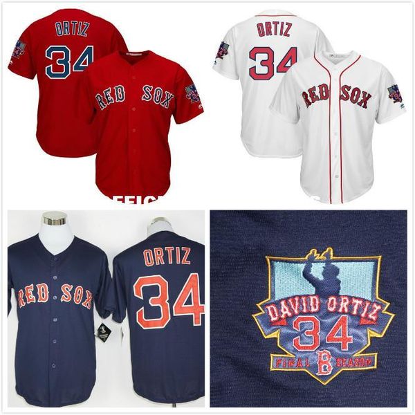 

34 david ortiz stitched jerseys red white navy blue, Black;blue