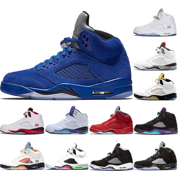

5 5s blue suede red suede space jam men basketball sneaker shoes mens black grape white grapes chaussures sports trainers