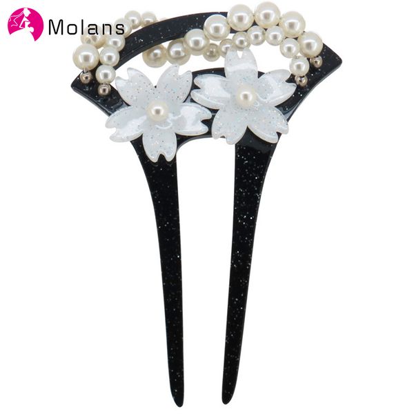 

molans acrylic classical cherry flower hair sticks simulation pearls hair clips hairpins for women bride accessories