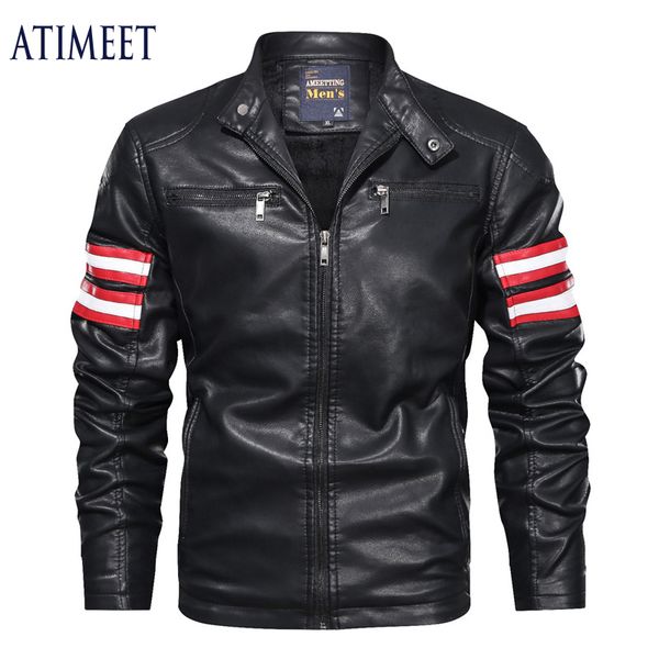 

mens leather jackets autumn and winter motorcycle male pu coats biker faux leather men fashion outerwear, Black