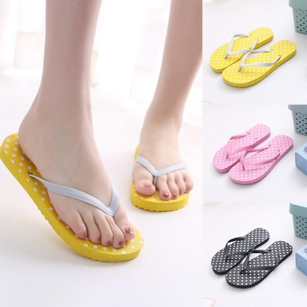 

summer solid color slippers for women fashion polka dot beach slippers non-slip casual shoes sapato feminino zapatos#38, Black
