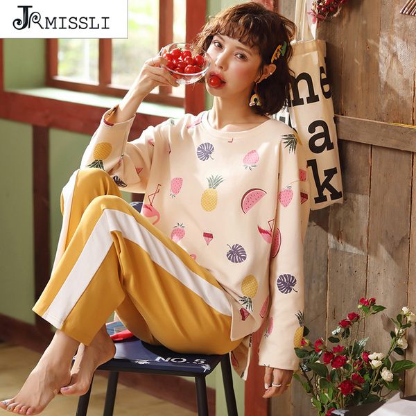 

jrmissli women pijamas new ladies pajamas home autumn winter long sleeve cotton pyjama femme home suit women pajamas sets, Black;red