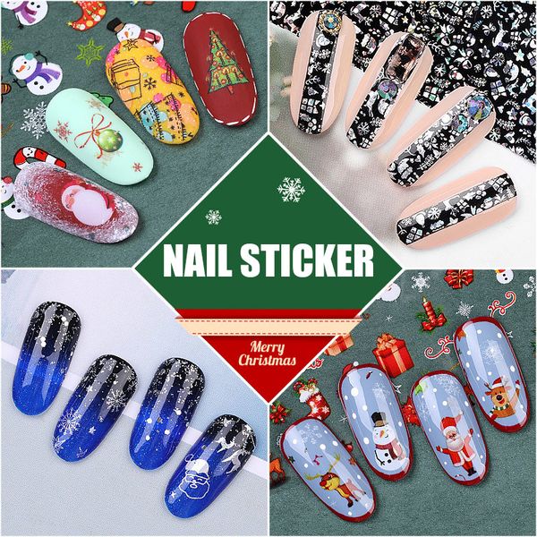 

christmas nail stickers decals nail art new year manicure full wraps tool hjl2019, Black