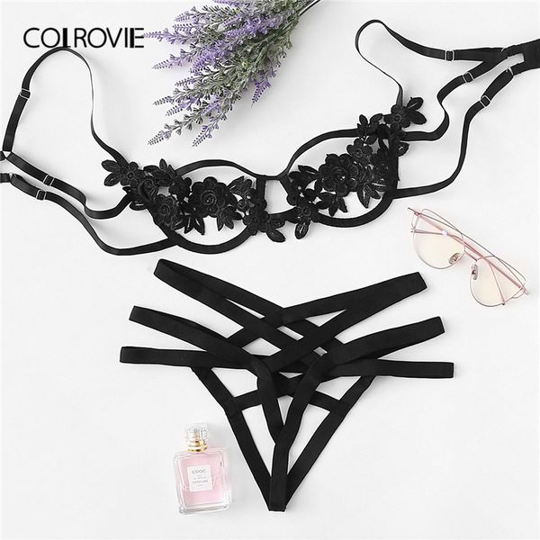 

colrovie black see through harness аппликациями сексуальный бюстгальтер и ремни женщины intimates 2019 лето прозрачный нижнее белье бюстгаль, Red;black