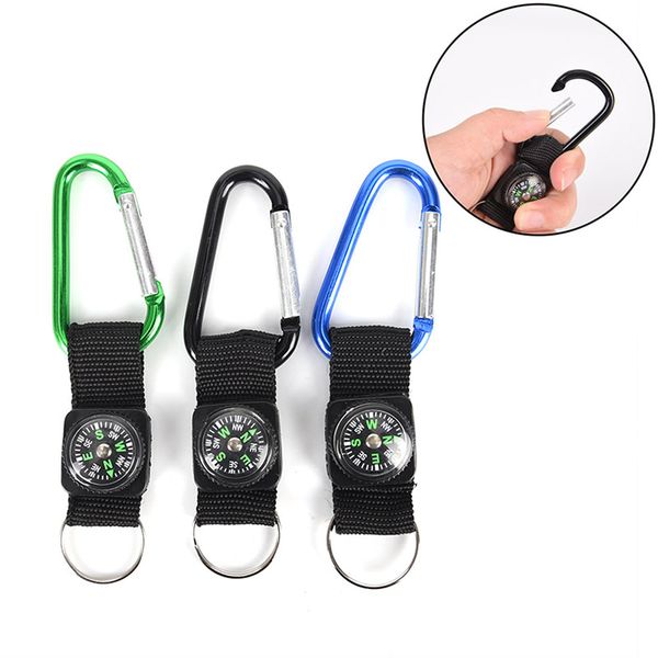 

mini multifunction 3 in 1 hiking travel compass thermometer carabiner key ring first aid kits safety survival tools