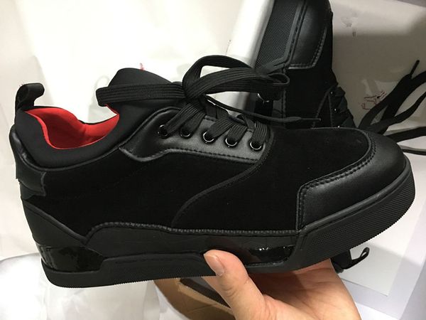 

2019 известный дизайнер мужчинам свадебная обувь red bottom кроссовки мужская обувь орельен плоские кроссовки с низким верхом замша тренеры, Black
