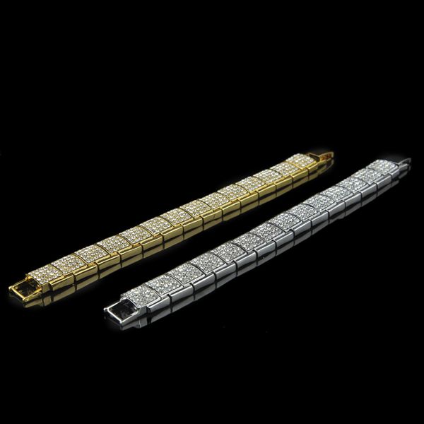 

cross-border supply box diamond big bracelet mens hip hop bracelet, Silver