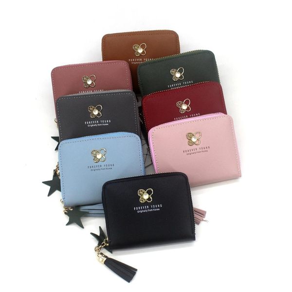 

women wallets tassel short wallet zipper coin purse pocket wallet card holder female money bag small carteira cute little, Red;black