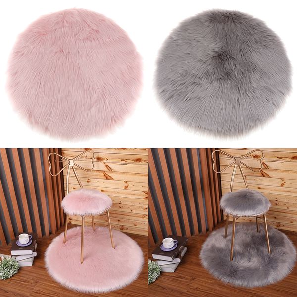 

different colors faux plush seat cushion pad, artificial plush seat mat back with fixing strip skidproof mat rug chair seat pad