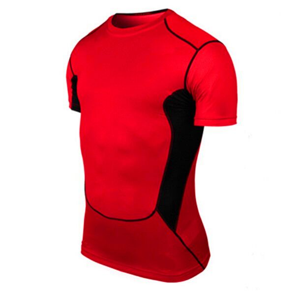 

cozy men sports wear tees under pro base layer short sleeve athletic sports blouse jersey, White;red
