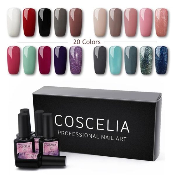 

coscelia gel nail polish set 10/15/20pcs semi permanent uv gel nail art design manicure soak off uv led lamp for art, Red;pink