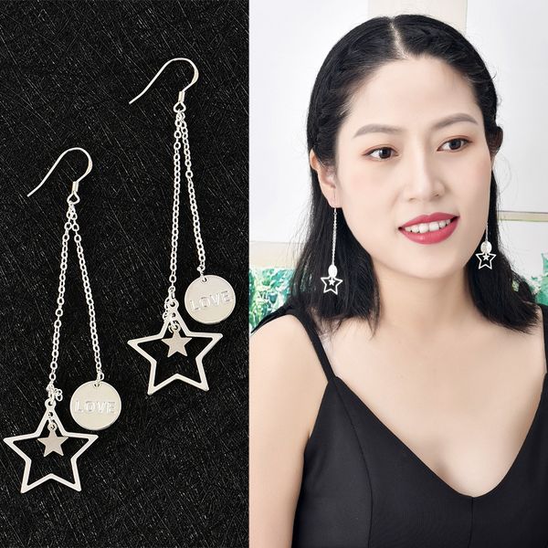 

2019 new fashion 925 sterling silver circular love word ornaments earrings for women jewelry, Golden;silver