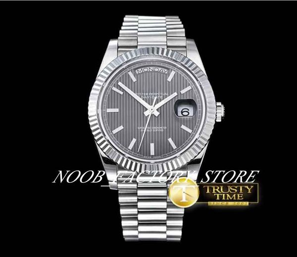 

super factory v2 version 2813 automatic movement basel world 2020 new launched 40mm daydate ref 228206 grey stk flut stainless steel strap, Slivery;brown