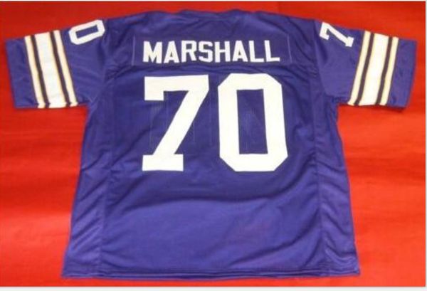 

custom men youth women vintage custom #70 jim marshall college football jersey size s-5xl or custom any name or number jersey, Black