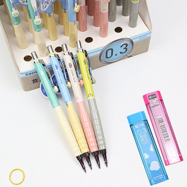 

2 pcs 0.3/0.5/0.7 mm mechanical pencil send 2 box pencil lead refills automatic for painting and writing school supplies, Blue;orange