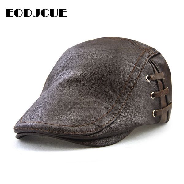

mens winter hat thicker warm genuine leather berets snapback brands fashion beret cap male bone dad hats casquette, Blue;gray