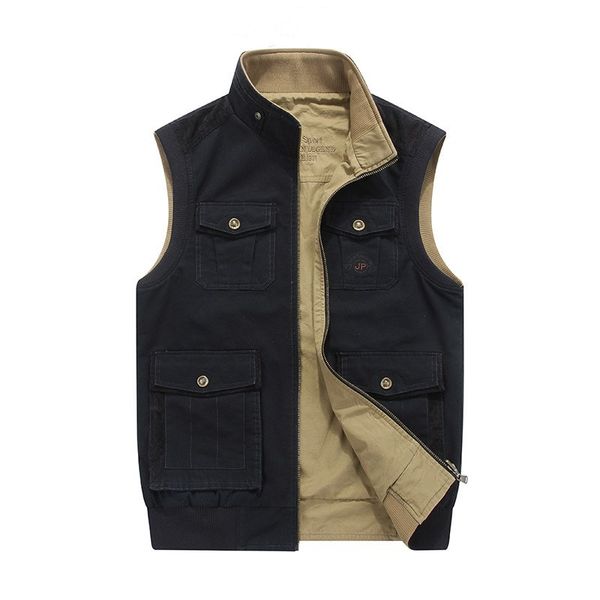 

2019 plus size m-8xl loose men vest with many pockets denim design colete masculino tactical 100% cotton, Black;white