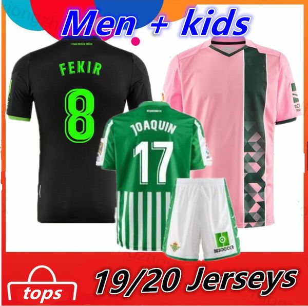 

2019 2020 royal beti men kid kit occer jer ey joaquin fekir bartra 19 20 real beti cami eta football hirt, Black;red