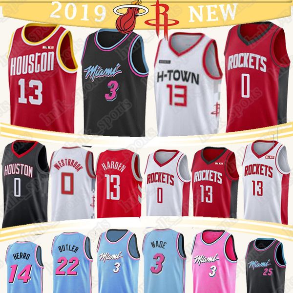 

0 westbrook 13 harden 3 wade jersey 0 russell 13 james 3 dwyane 34 olajuwon basketball jerseys, Black;red
