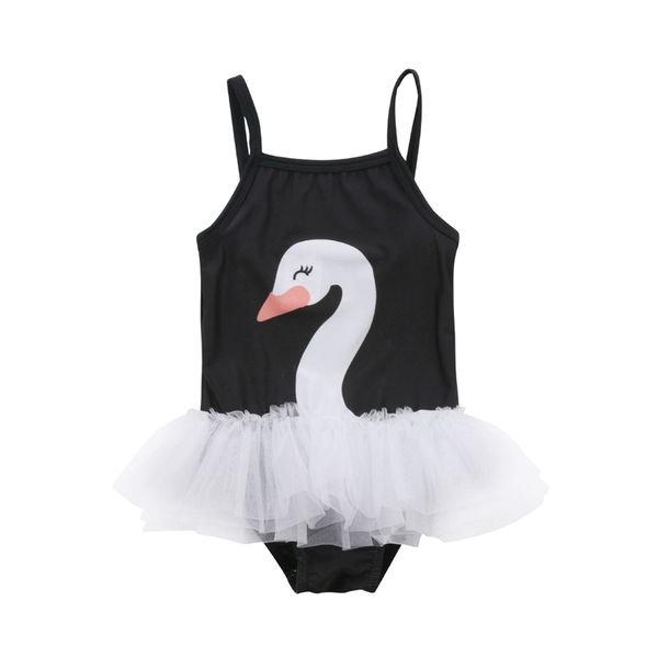 

new toddler baby girls swim cartoon swan swimwear swimsuit tulle bathing suit beachwear cute