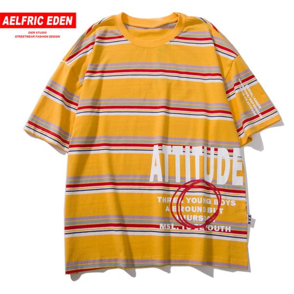 

aelfric eden stripe с коротким рукавом футболки attitude с принтом мужчины 2019 лето хлопок повседневные топы тис хип-хоп спортивная одежда, White;black