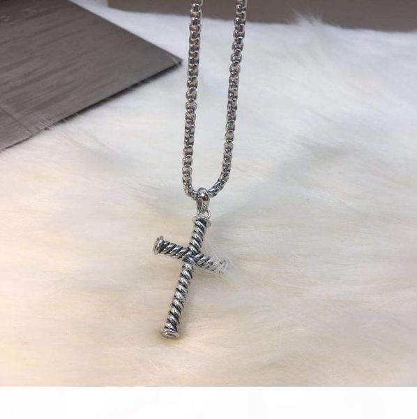 

thread cross necklace pendant designer jewelry men and women popular european and american simple jewelry, Silver