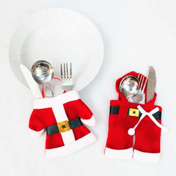 

6pcs clothes & pants cutlery holder set dinner party decoration red