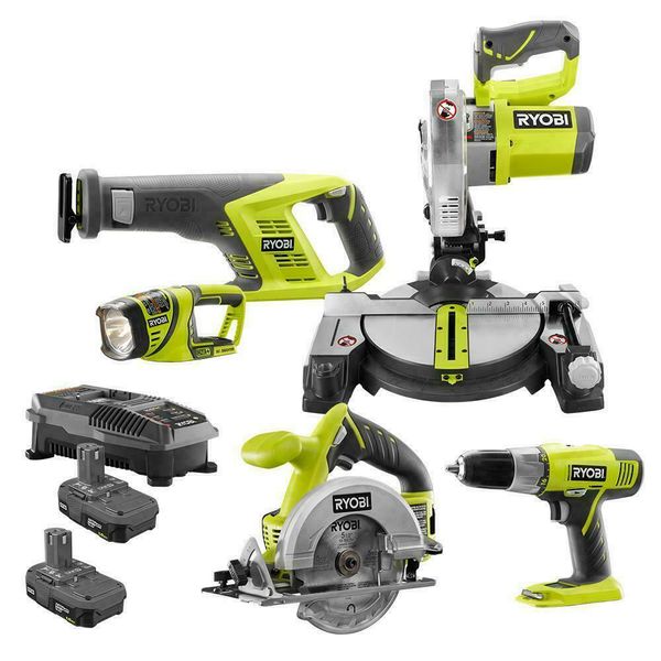

Новый RYOBI 18-вольтовый ONE + литий-ионная аккумуляторная 5-инструмент Combo Kit