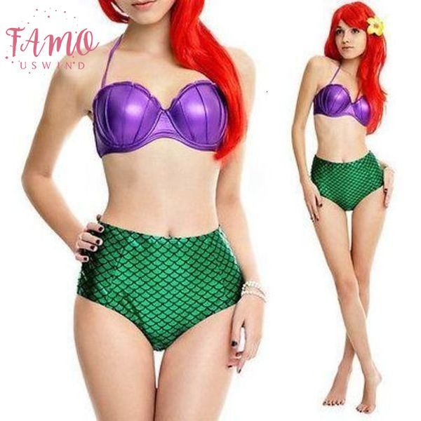 

cotton ariel costume two nylon piece bikini set swimsuit pushup padded bandeau drop shipping, White;black