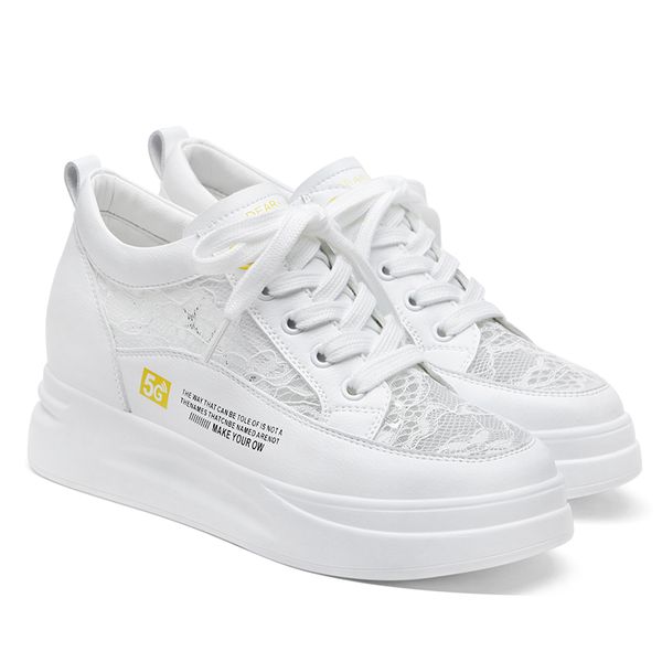 

5g women thick bottom high heel casual all-around small white shoes girl heart bud silk breathable designer sneakers beautiful party
