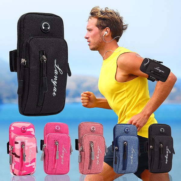 

simple style running men women arm bags for phone money keys outdoor sports arm package bag with headset hole drop shipping