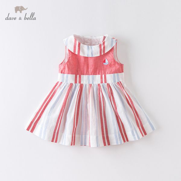 

dbs12581 dave bella summer baby girl's cute patchwork striped dress children fashion party dress kids infant lolita clothes t200417, Red;yellow