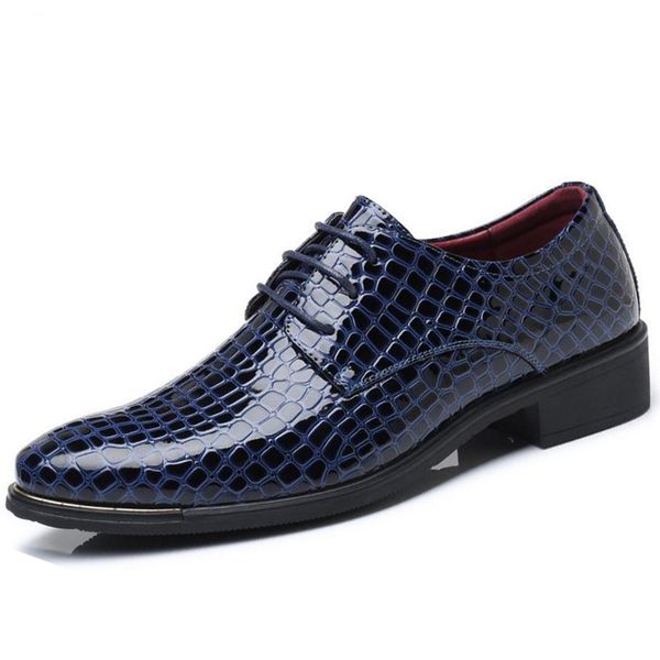 

new crocodile pattern leather men's wedding shoes italian luxury dress shoes men business fashion formal shoes, Black