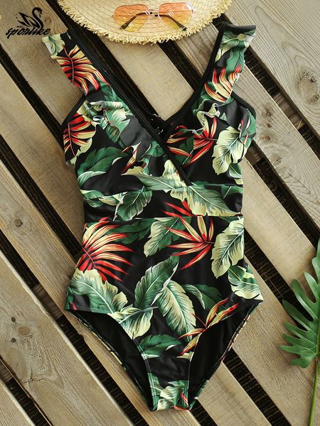 

one piece swimsuit 2020 criss cross ruffle swimwear women backless bathing suit beachwear bodysuits monokini female, White;black