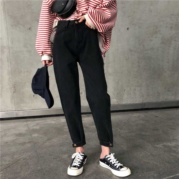 

черный denim джинсы женщины vintage повседневный длинный карандаш штаны корейский высокой талией boyfriend брюки джинсовые брюки плюс размер, Blue