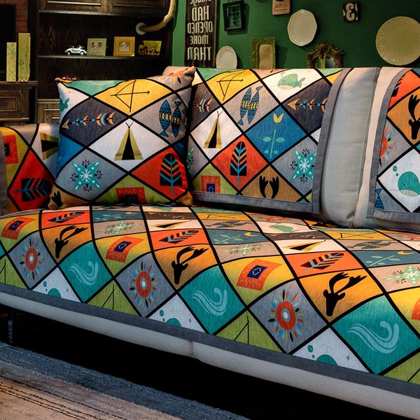 

nordic sofa cover for living room geometric sofas covers universal chenille sofa towel anti-slip couch cover slipcovers